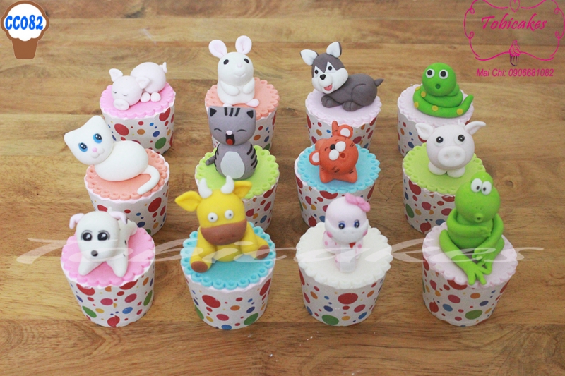 [CC82] CUPCAKES TẠO HÌNH NHÂN VẬT 12 CON GIÁP