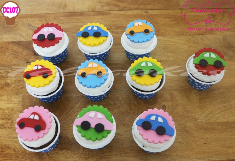 [CC107] CUPCAKES TRANG TRÍ HÌNH Ô TÔ 2D