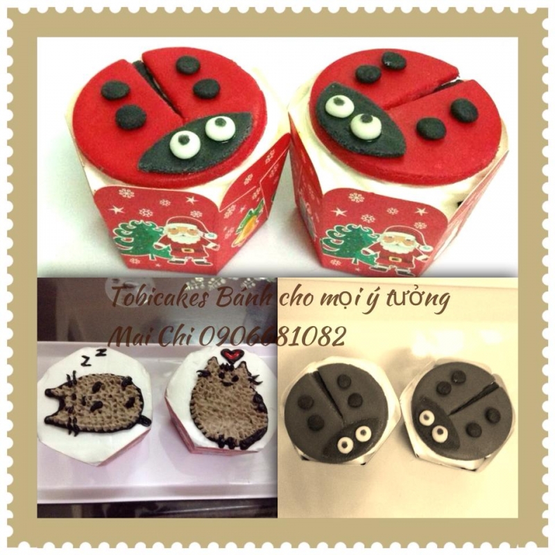 CUPCAKES TRANG TRÍ HÌNH 2D BỌ RÙA ĐÁNG YÊU