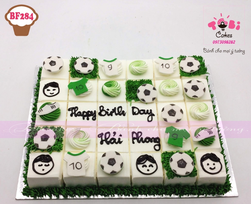 [BF284] BÁNH SINH NHẬT TRANG TRÍ FONDANT CHỦ ĐỀ BÓNG ĐÁ DÀNH CHO BÉ TRAI CẮT SẴN